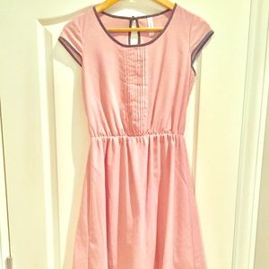 Pretty pink spring polka dot dress cap sleeve EUC